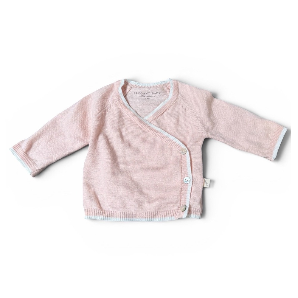 Elegant Baby‎ Cardigan Baby 0-3M Pink Cotton Cashmere Kimono Wrap Knit Sweater